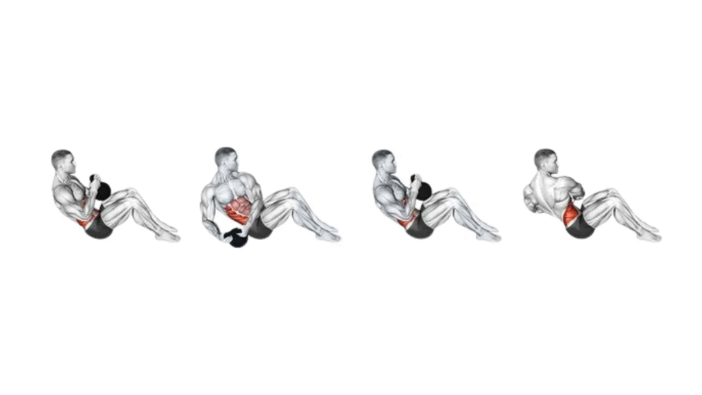 Ejercicio de Russian twists para tonificar los oblicuos y mejorar la estabilidad del abdomen